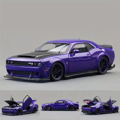 Dodge Hellcat Diecast Car Model 1:32 Scale Alloy Replica with Display Base | Openable Doors, Collectible Mini Vehicle | Birthday Christmas Gift for Car Lovers