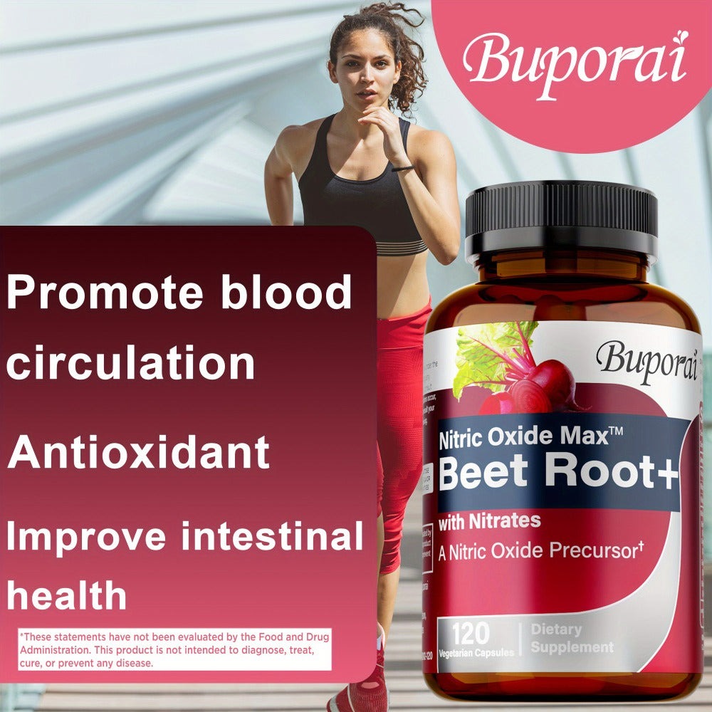 Nitric Oxide Beet Root Supplement with Beet Root Powder, Nitrates, Black Pepper & Antioxidants - Supports Blood Pressure, Heart Health & Nitric Oxide Production - 120 Capsules