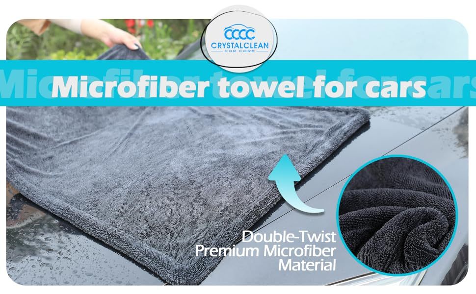 Extra Large Pack of 2 Double Twisted Loop Quick-Drying Towel | 24X36 Inches 1400GSM And 12X12 Inches | High Absorbency | Leaving No Streaks | Designed for Car Detailing