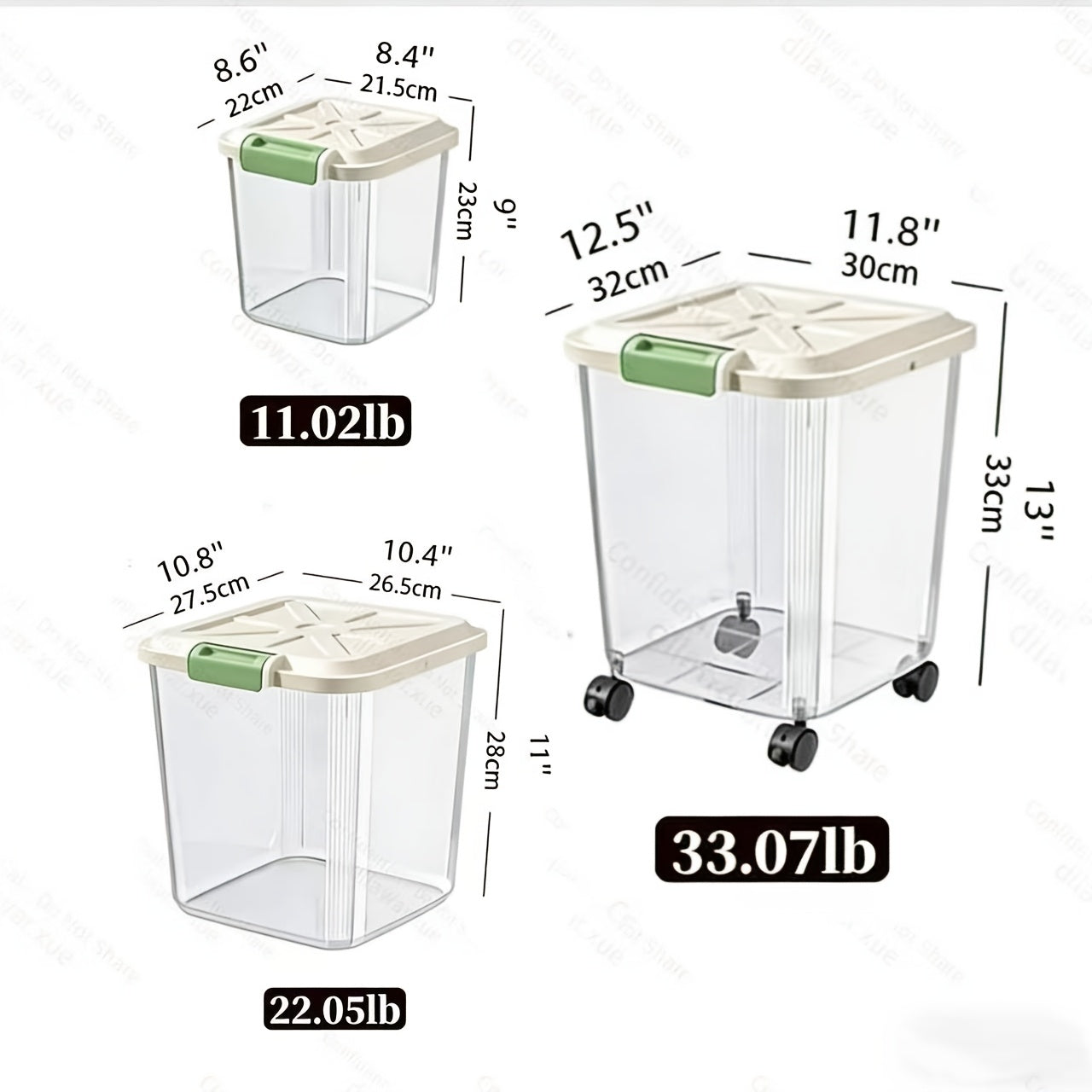 Pet Food Storage Container with Wheels – Lockable Lid Transparent Rolling Bin with Scoop for Dogs Cats & Birds, 11lb / 22lb / 33lb, Bonus Feeding Bowl Included