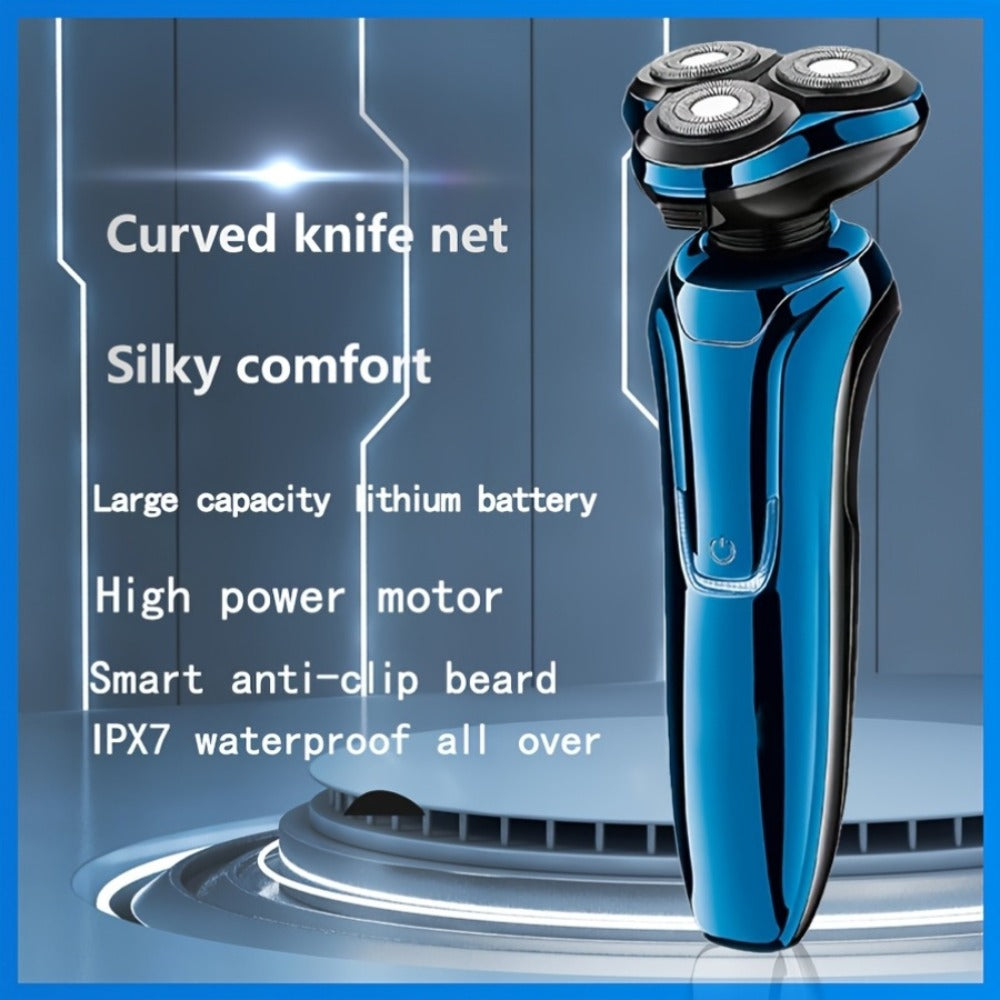 Electric Shaver for Men 4D Floating Triple Blade Waterproof — Wet Dry Razor with LED Battery Display & Type-C Fast Charging, High-End Close Shave Grooming Gift for Dad Husband