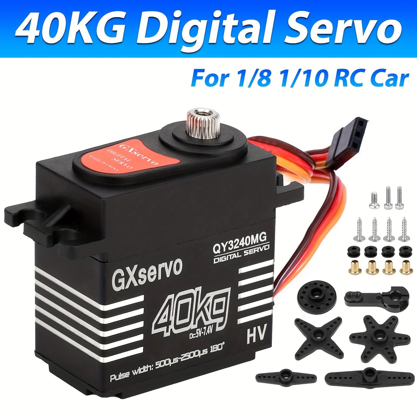 High Torque Digital Servo 88.18LB 180° Metal Gear – 25T Servo Arm for 1/8 1/10 RC Cars Trucks Crawlers & Robots, Precision Steering Upgrade, RC Enthusiast Replacement Part & Robotics Accessory