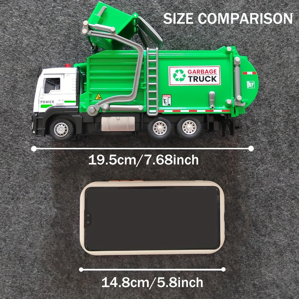 Garbage Truck Toy with 4 Trash Bins Lights & Sound – Recycling Sorting Sanitation Truck with Lifting Dumping Action Educational Vehicle Toy for Kids Ages 3-8 Birthday Gift Boys Girls