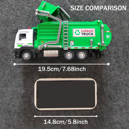 Garbage Truck Toy with 4 Trash Bins Lights & Sound – Recycling Sorting Sanitation Truck with Lifting Dumping Action Educational Vehicle Toy for Kids Ages 3-8 Birthday Gift Boys Girls
