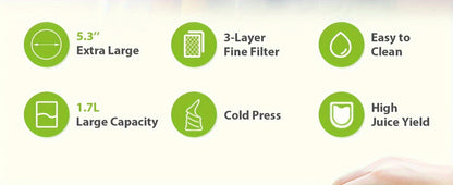 Cold Press Slow Juicer Machine with 5.3-Inch Large Feed Chute - High Juice Yield, Safety Lock, One-Click Cleaning, Masticating Juicer for Whole Fruits & Vegetables, Family Healthy Lifestyle, Black