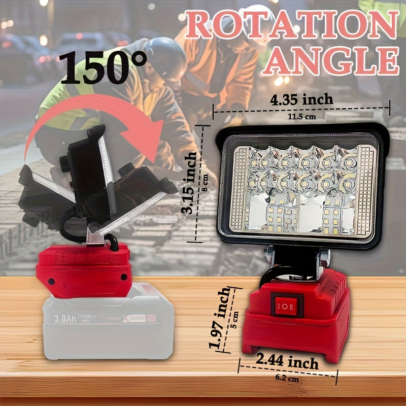 LED Work Light Work Lamp for Power X Change Series 18V Lithium Battery, 2 USB Charging Ports, Dual Brightness Level, Compatible with Outdoor, Camping, Car Repairing, Emergency And Job Site Lighting (Without Battery)