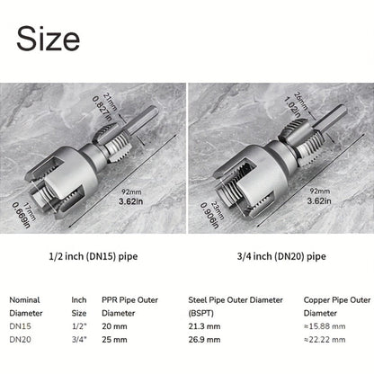 Pipe Thread Cutting Tool – High-Speed Steel Electric Drill Compatible PVC & Steel Pipe Threader, Inside & Outside Threading for 1/2" & 3/4" Pipes, Professional Plumbing & DIY Kit