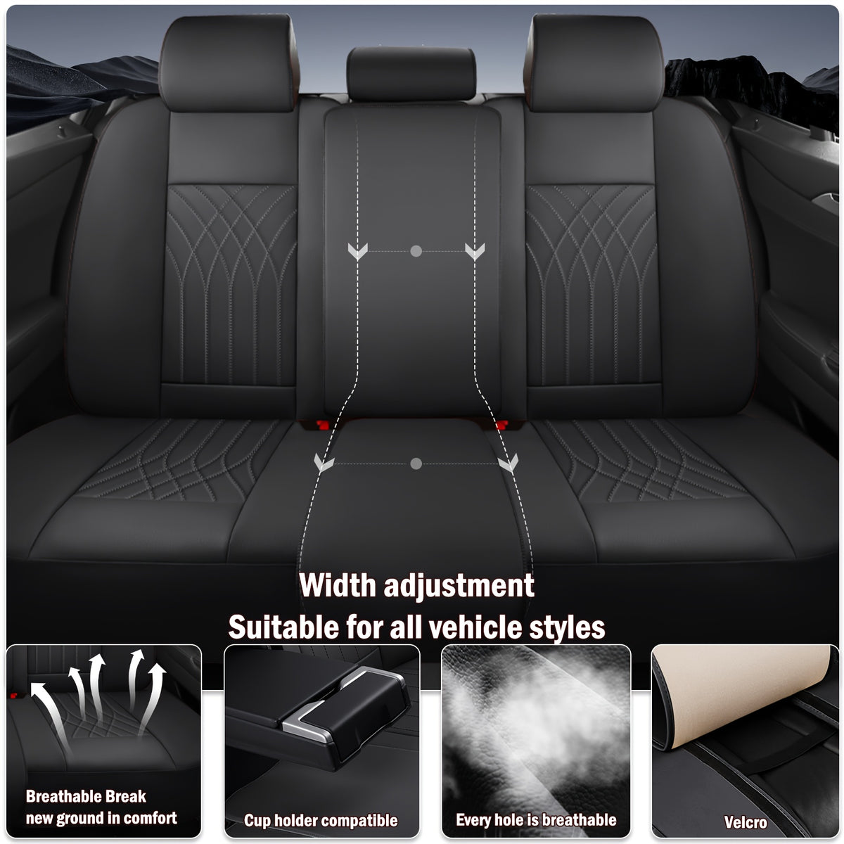 Full Coverage Pu Leather Car Seat Covers Full Set,Waterproof Seat Covers for Cars,SUVs Pick-up Truck, Car Seat Cushion,Car Seat Protector, Seat Cover with 5 Seats / 2 Seats