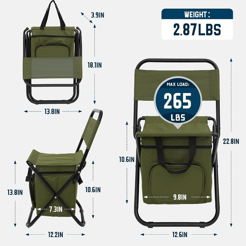 Lightweight Backpack Camping Chair Folding Stool with Backrest – Compact Portable Outdoor Seat, Heavy Duty Support, for Camping, Hunting & Fishing, Available in 3 Colors, 1pc or 2pcs