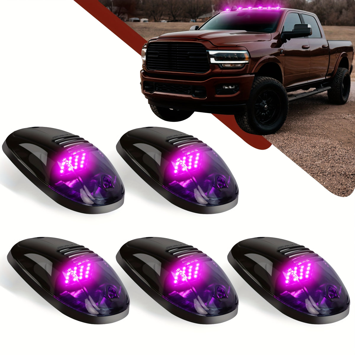 5pcs/Set 16/24 LED Roof Marker Light Bulbs, 12V Super Bright, Sturdy Construction, Easy Wiring Harness Replacement, Fits 2003-2018 1500 2500 3500 4500 5500 Pickup Trucks, Without Battery