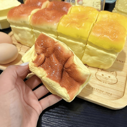 Squishy Bread and Butter Squeeze Toy Set 2pcs – Slow Rising Custard Bread Squishies with Creamy Scent, Non-Toxic Stress Relief Desk Toy & Cute Anxiety Fidget Toy for Kids and Adults