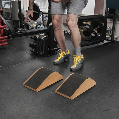 Cork Squat Wedge Blocks 2-Pack – Anti-Slip Pads, 1400 lbs Capacity, Calf Raiser & Yoga Ramp for Weightlifting, Squats & Stretch Training with Portable Bag