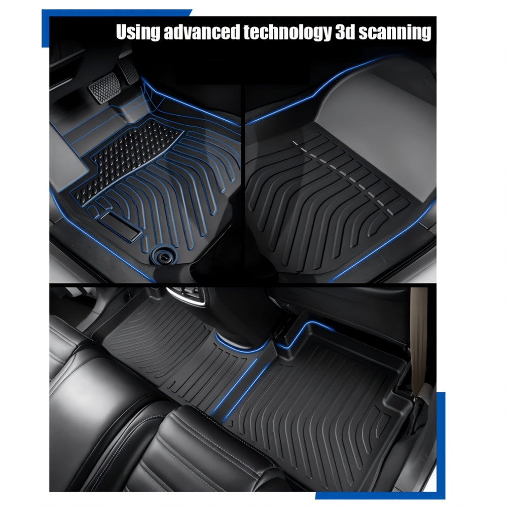 3pcs Heavy Duty TPE Floor Mats for Ford F-150 Supercrew Cab 2015-2024, All-Weather Black Car Liners, Waterproof Non-Slip Auto Additions