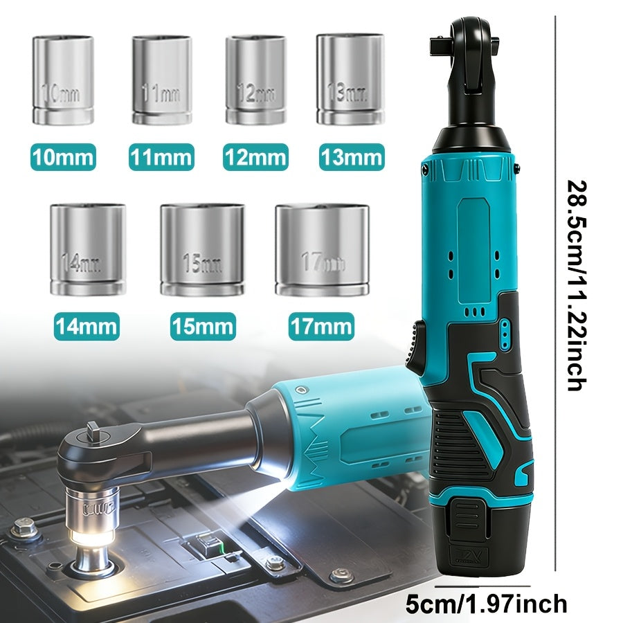 Set of Cordless Electric Ratchet Wrenches, Featuring a Brushless Electric Ratchet Wrench, 12V Cordless Ratchet Tool Kit, Ideal for Automotive Repairs Involving Screws And Nuts, Comes with a Battery And Quick Charger