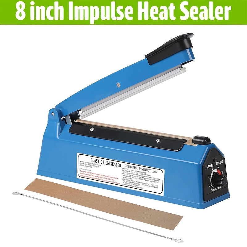 Impulse Heat Sealer 8" & 12" | Adjustable Temperature Poly Bag Sealing Machine for Plastic, Mylar, PE & PP Bags – Portable Manual Heat Sealer for Home, Restaurant, Retail & Food Storage