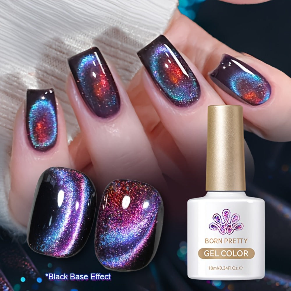 Cat Eye Gel Nail Polish Set 6 Colors 9D Magnetic Polaris Glass Water Light Effect - Semi-Permanent Soak Off LED UV Gel 0.34oz Each - Long Lasting Shimmer Nail Art for Women Salon Home DIY