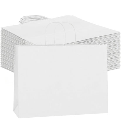 Shopping Bags with Handles 49pcs | 16x6x12 Inch Large Retail Gift Bags Bulk | Clothing Boutique Bags for Birthday, Wedding, Mother's Day, Teacher's Day, Anniversary, Craft Exhibition | White, Brown, Black