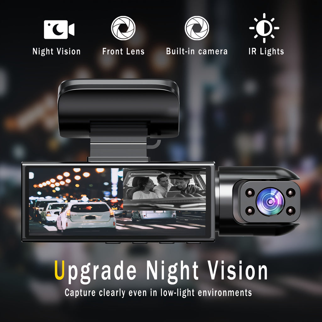 BCUOZ Dual Lens/Four Lens Car Additions 1080P Dashcam, 1080P Front And 720P Inside/Left/Rear Cameras, Adjustable Multi-Angle, 3.16-Inch Display, Infrared Night Vision, Wide Angle, Loop Recording, 12-24V Car Plug