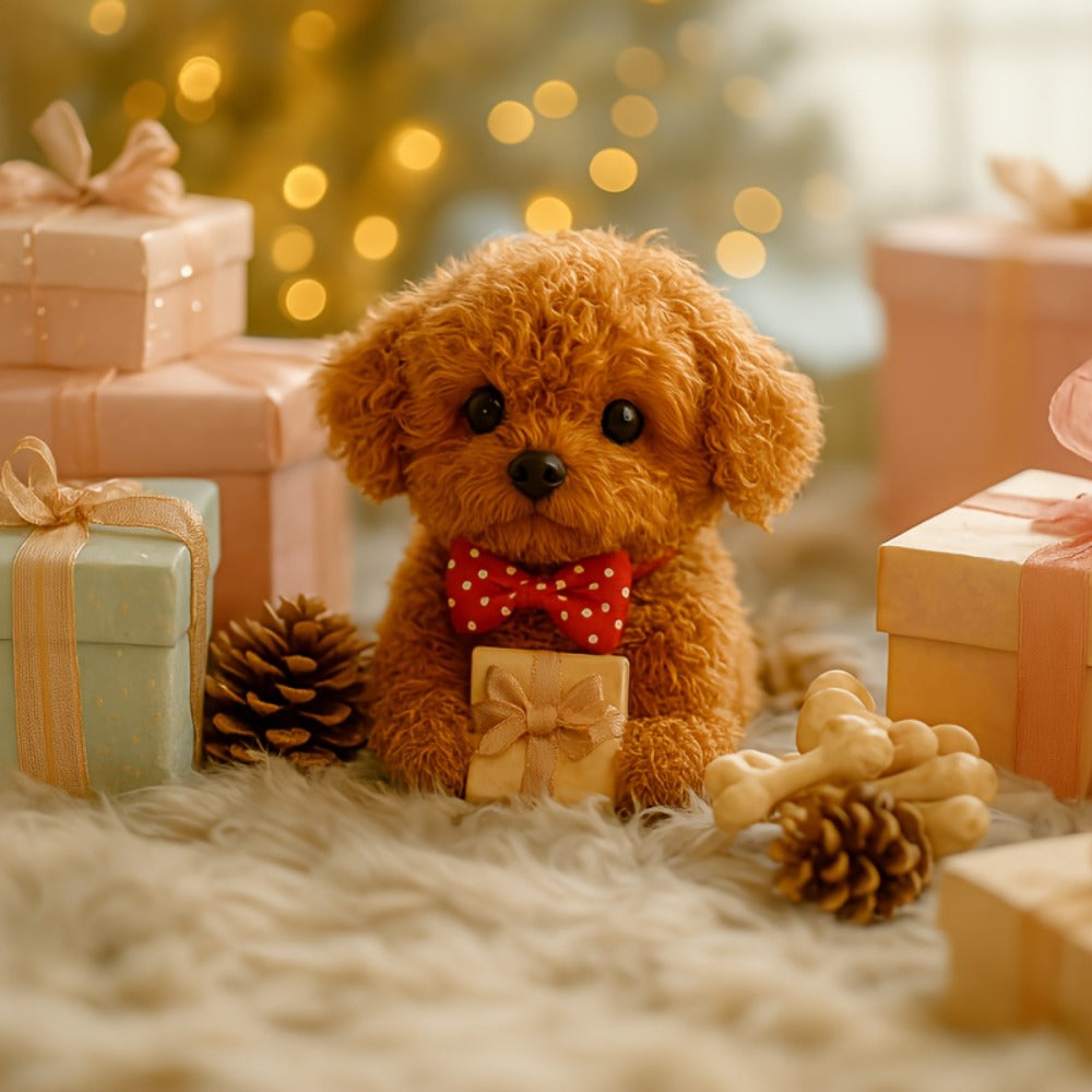 Electronic Plush Puppy Toy Walks Barks Wags Tail – Realistic Robotic Teddy Poodle Dog Stuffed Animal with Gift Box for Kids Toddlers, Interactive Pet Toy Birthday Christmas Gift for Boys Girls Ages 3+