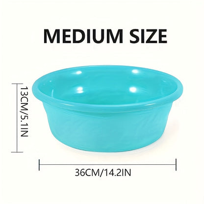Plastic Wash Basin 12 Quart Stackable Round Tub - Portable Household Washing Bowl for Kitchen, Camping, Face Washing, Fruit & Vegetable Cleaning, Dish Washing & Bottle Rinsing, 4 Colors, Small to Oversized