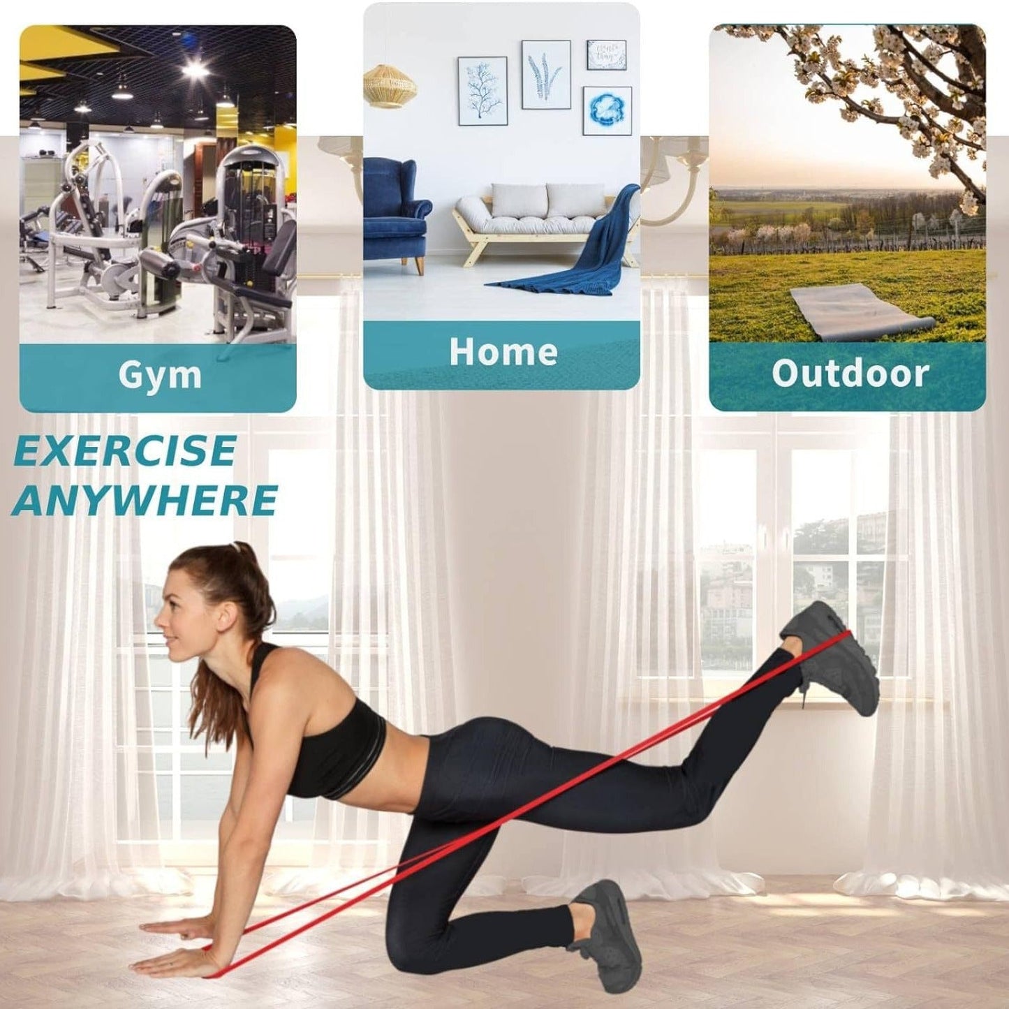 TPE Resistance Band Set with Storage Bag – Pull Up Assist, Stackable Medium Tension Bands for Muscle Training, Workout & Fitness Shaping for Gym, Home & Outdoor