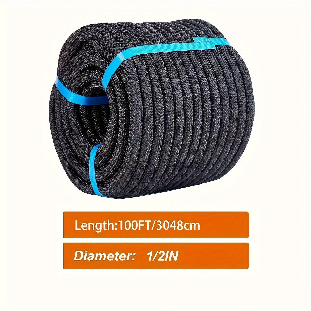 ERFEI 1/2 Inch 100Ft/150Ft/200Ft Double Braided Polyester Nylon Rope, Heavy-Duty Nylon Rope for Anchoring, Cargo Handling, Towing, And Sailing