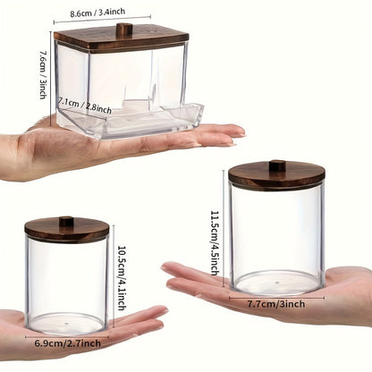 Glass Jars with Bamboo Lids 6 Piece Set – Sealed Dustproof Clear Glass Storage Containers for Bathroom Vanity, Cotton Swabs, Cosmetics, Spices & Kitchen – Airtight Eco-Friendly Organizer Gift Set