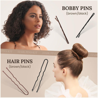 163pcs Hair Ties & Clips Set Dance Styling Kit with Hair Nets Bobby Pins Snap Clips Complete Hair Accessories for Girls Dance Competition Recital Performance
