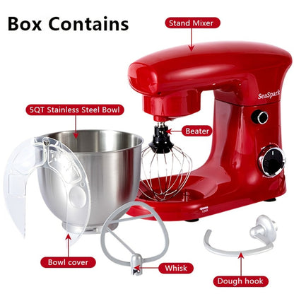 3-in-1 Stand Mixer 10-Speed Tilt-Head with Pulse - 5.5QT Stainless Steel Bowl Kitchen Mixer with Dough Hook, Flat Beater & Egg Whisk, Spatula Included, 5L Capacity, Red, Black, Silver