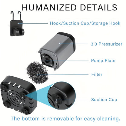 Portable Shower, Compact & Lightweight, 6000mAh Battery, 120 Min Runtime, 6 Shower Modes, Smart Digital Display, 3-in-1 Hook Design, For Camping, Hiking, Pet Cleaning, Car Washing, Beach Use, Outdoor Travel Essential