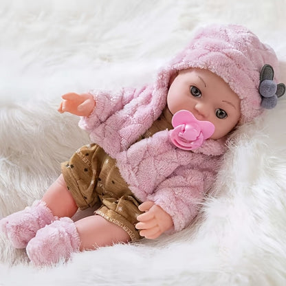 Mini Reborn Baby Doll 12 Inch 30cm Lifelike Soft Baby Girl Toy with Pink Clothes Hat Socks Pacifier Set – Cute Realistic Newborn Doll for Party Games Pretend Play Birthday Christmas Halloween Gift for Girls