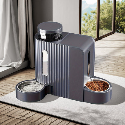Gravity Dog Water Dispenser & Feeder 2-in-1 Set – 1.59 Gal Water + 5.73 lb Food, Automatic No-Electric Gravity Feeding Station with 304 Stainless Steel Bowl, Removable & Washable, for Small Medium Large Dogs All Life Stages