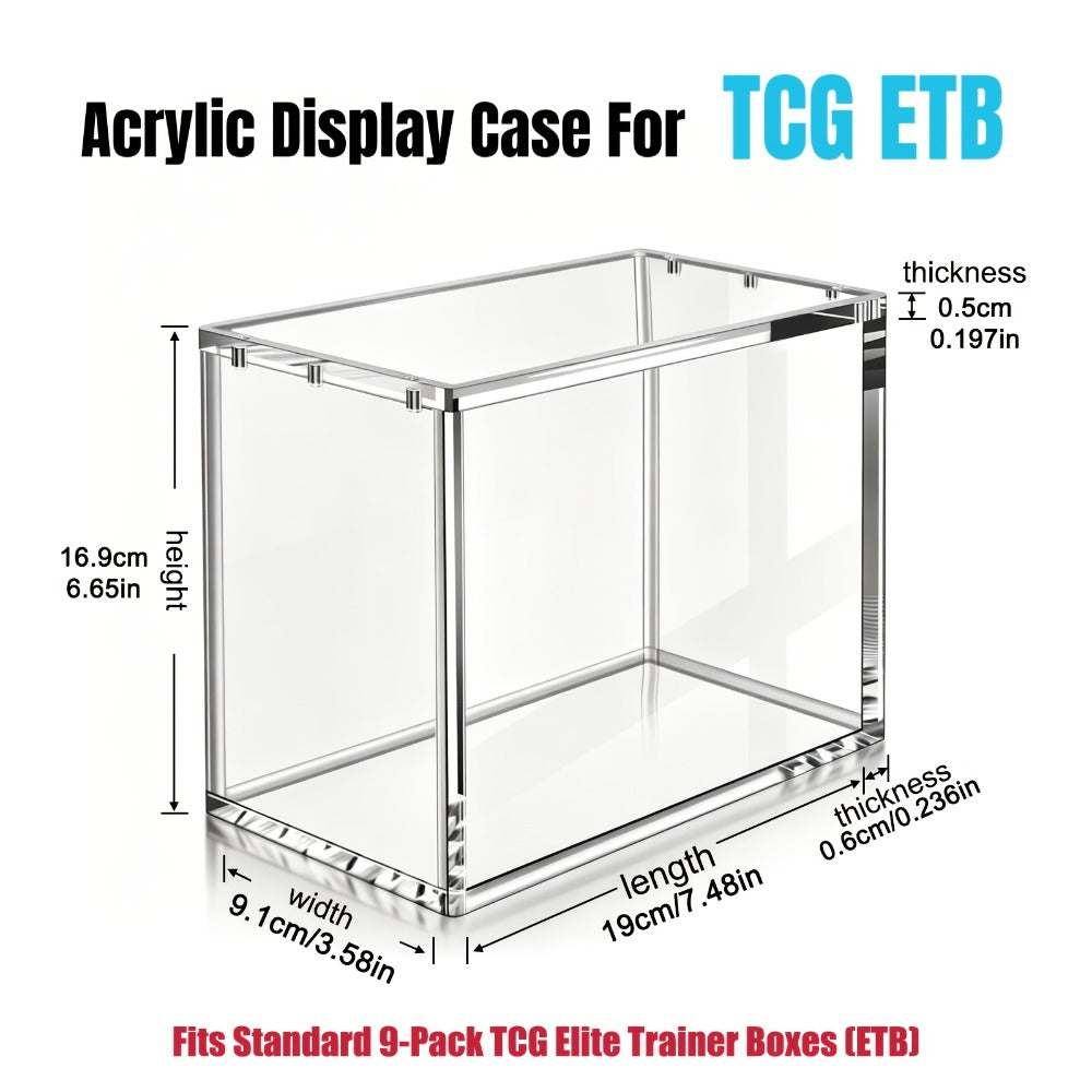 Pokemon Acrylic Display Case with UV Protection – 6MM Thick Crystal Clear Case for Booster Box & Elite Trainer Box, Self-Closing Cover, Polished Corners, Collector Gift