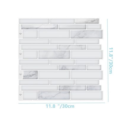 Peel and Stick Backsplash Tile Stickers 10-Sheet - White Marble Self Adhesive Wall Tiles for Kitchen & Bathroom, No Grout DIY Stick On Tiles | Heat & Moisture Resistant, Easy Install Backsplash