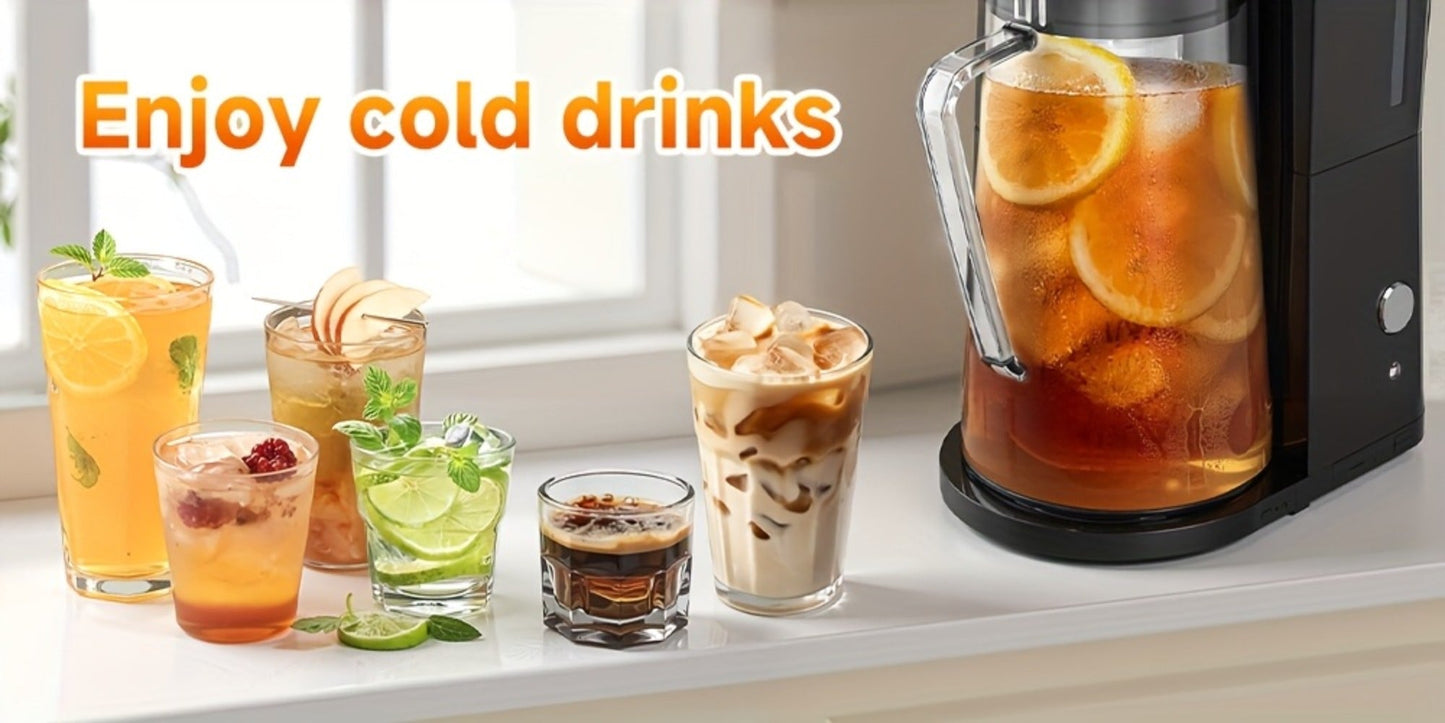 Iced Tea & Coffee Maker 3 QT Pitcher with Reusable Filter Basket | Adjustable Brew Strength | Cold Brew Machine for Iced Tea, Lattes, Lemonade & Flavored Water | Black