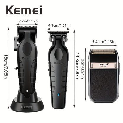 Men's Grooming Set 3pcs USB Rechargeable Electric Hair Clipper Razor & Beard Trimmer – High-Precision Cordless Close Shave Kit for Home Salon, Perfect Gift for Dad