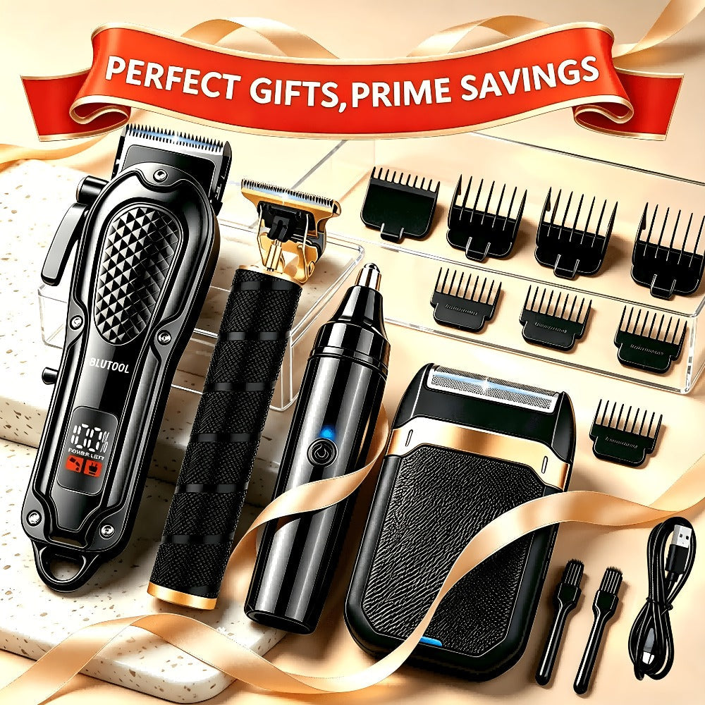 Multi-Piece Hair Clipper Kit for Men – USB Rechargeable Cordless Electric Trimmer Set, 2-Piece & 4-Piece Home Travel Barber Tool, Black Blue Gold Grooming Gift