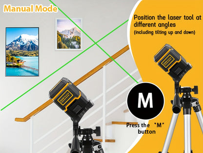 Green Laser Level Self-Leveling with Tripod – Horizontal & Vertical Cross Line Laser for Construction, Tiling, Home Renovation & Interior Decoration