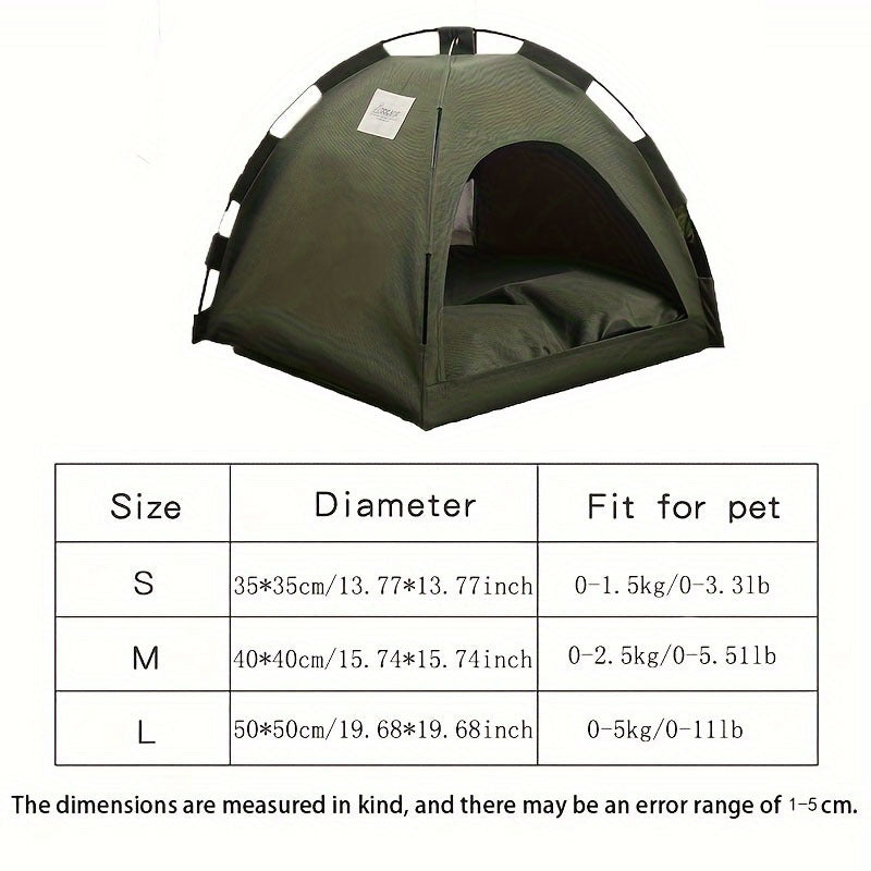 Portable Pet Tent Sleeping Nest for Cats & Dogs - Soft Cozy Foldable Pet House for Indoor Outdoor Camping Travel, Easy Assembly Solid Color Design, Ideal Pet Gift for Cats Dogs, Fern Green