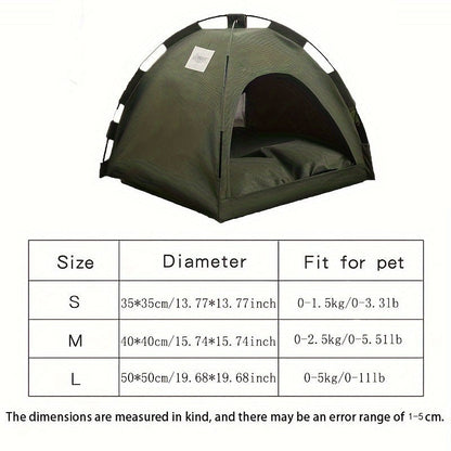 Portable Pet Tent Sleeping Nest for Cats & Dogs - Soft Cozy Foldable Pet House for Indoor Outdoor Camping Travel, Easy Assembly Solid Color Design, Ideal Pet Gift for Cats Dogs, Fern Green