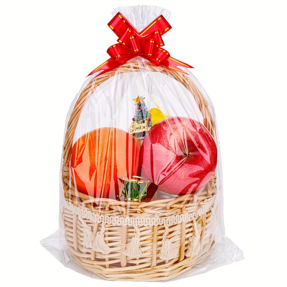 Cellophane Bags 50-Pack Large 18x30 Inch Transparent Gift Basket Wrap Bags – Clear Cellophane Wrapping for Christmas, Holidays & Gift Packaging