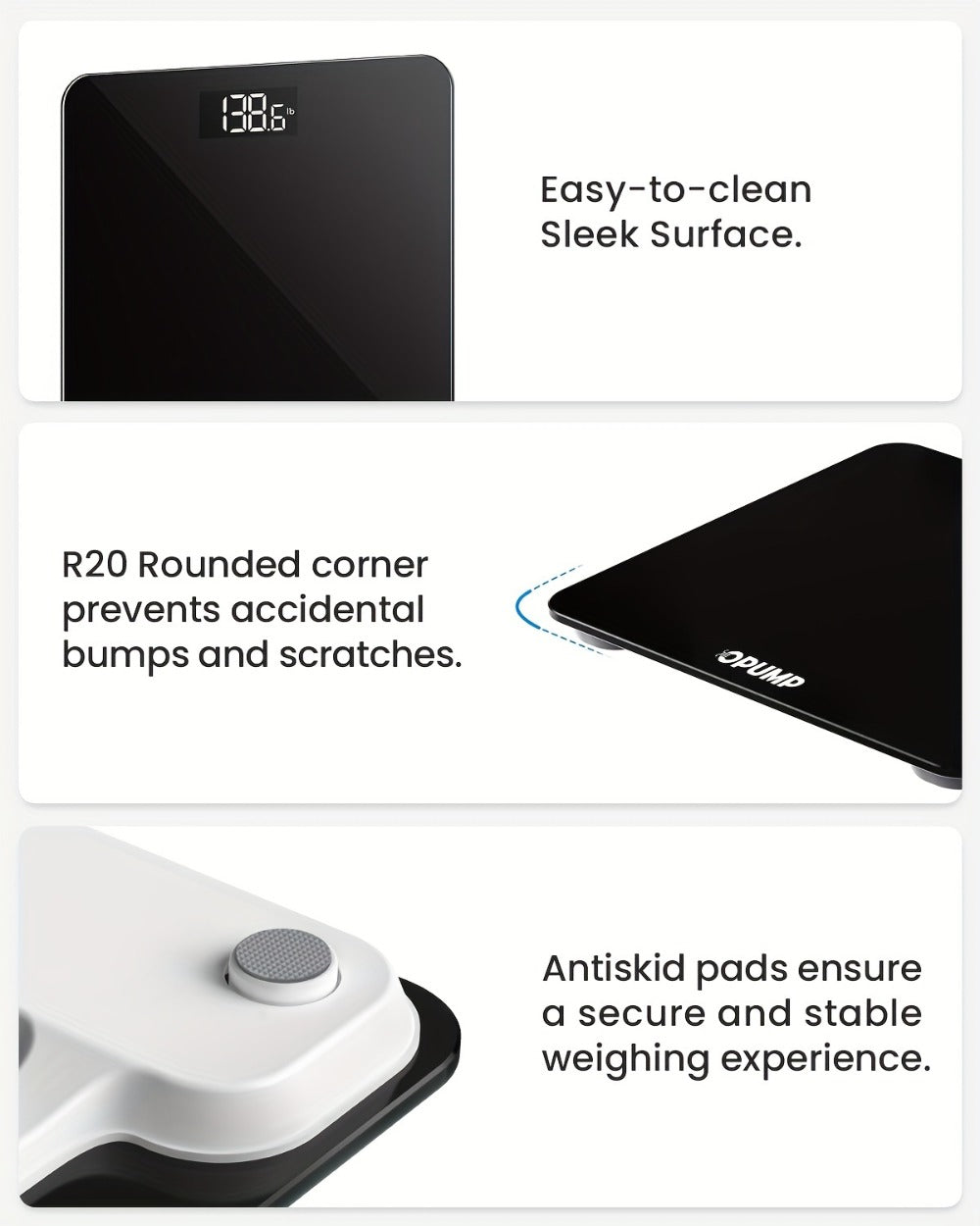 OPUMP Bathroom Scale 400lb – Highly Accurate Digital Body Weight Scale with Backlit LED Display, Batteries Included, Measures up to 400lb/180kg, Multiple Colors – Black Marble, Bronze, Sapphire & More