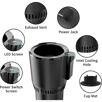 Car Cup Warmer & Cooler 2-in-1 – 12V Electric Heated & Cooled Beverage Holder for Car, Heats to 140°F Cools to 21°F, Smart Auto Mug Warmer for Commuters, Travelers & Road Trips