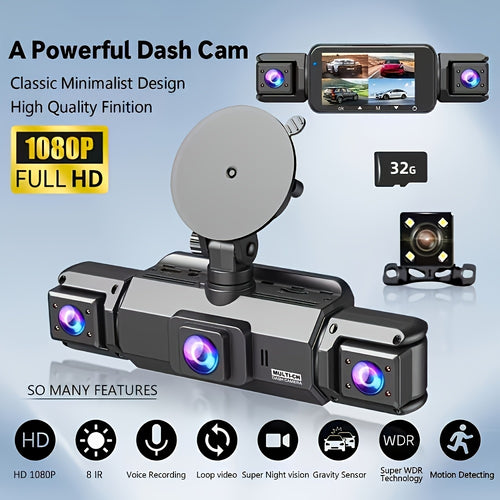 360 ° 3/4-channel 1080P High-definition Ultimate Safety Driving Recorder Set, Dash Camera for Cars, Night Vision, Loop Recording - Car, 24/7 Recording Parking Mode Monitor, WDR, G-Sensor, Optional 32GB Card