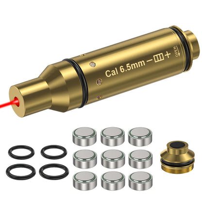 Dry Fire Laser Training Cartridge Multi-Caliber – 9mm 45ACP 223Rem 380ACP 357Sig 308Win 12GA 40Cal 6.5mm 7.62x39 | H59 Brass | Class IIIA Red Laser | Aperture Aiming | Batteries Included