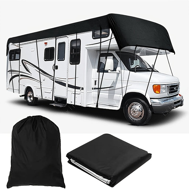 Cover for Rvs That Can Be Towed, Designed The Roofs of Motorhomes And Caravans, Resistant to Pollen, Water, And Sunlight, Featuring Adjustable Straps And Hooks, And Includes a Storage Bag (Available in Black And Silver)