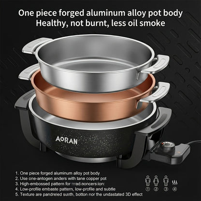 Mandarin Duck Hot Pot Electric – Large Capacity Non-Stick Divided Hot Pot for Steaming, Boiling, Frying & Stewing, Quick Heating, US Plug, Perfect for Family Hot Pot Night