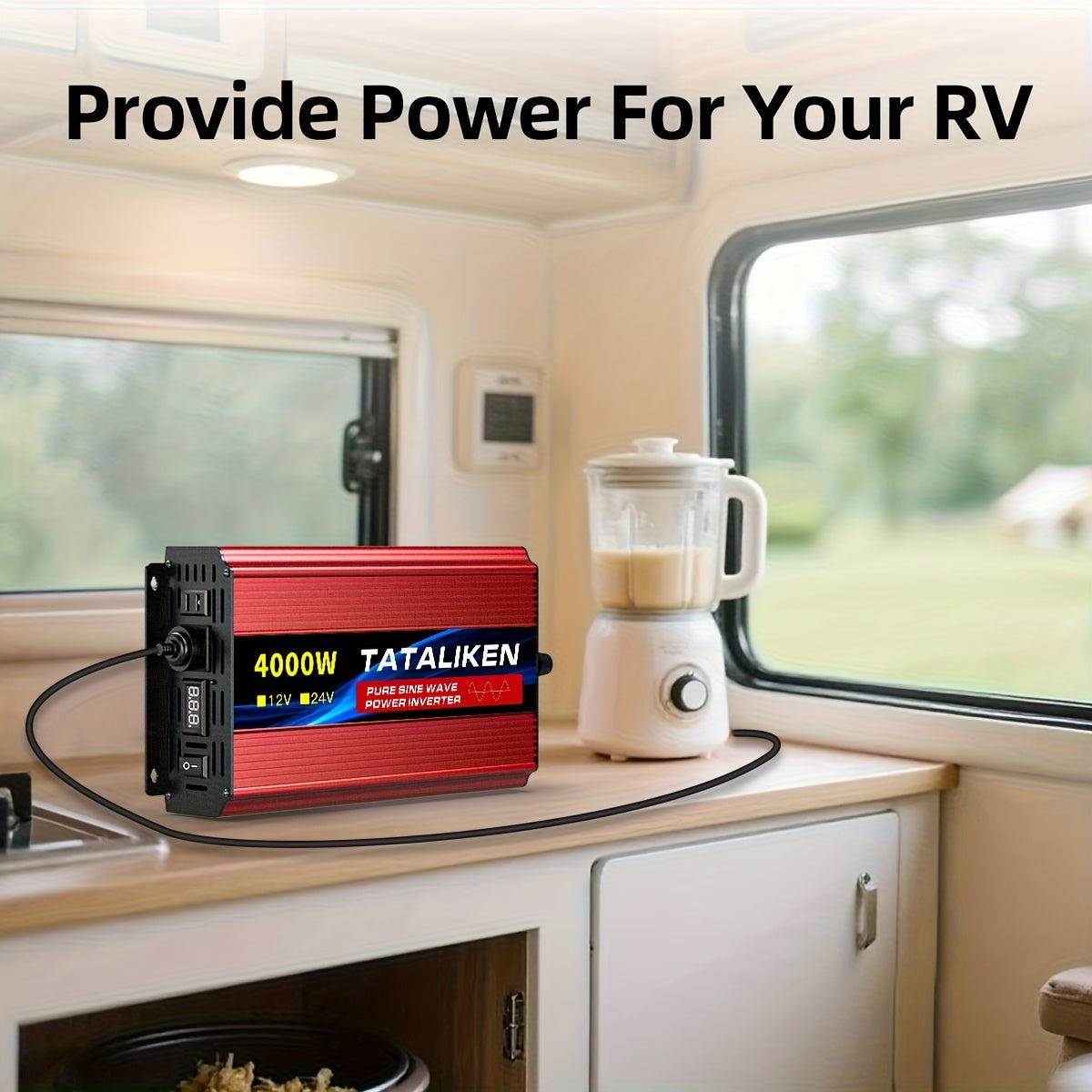 Pure Sine Wave Power Inverter 4000W/1300W Power Automotive Power Inverter - 12V To 110V Converter, LED Voltage Display Is Convenient