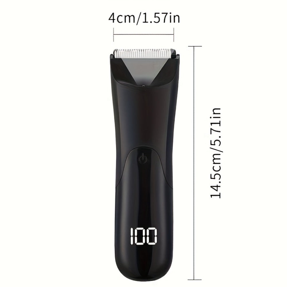 Ceramic Blade Groin Trimmer for Men USB Rechargeable Electric Body Hair Shaver Dry Wet Use 2 Protective Covers 500mAh Lithium Battery Pubic Chest Back Grooming Gift Valentine Father's Day