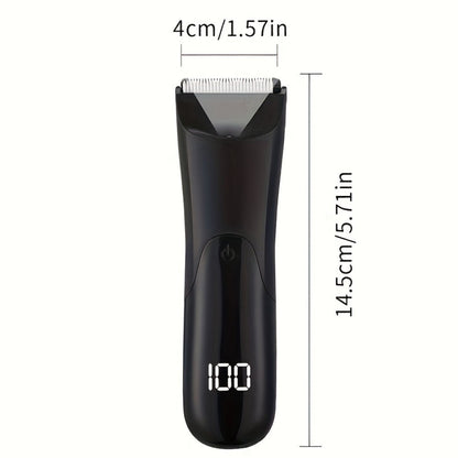Ceramic Blade Groin Trimmer for Men USB Rechargeable Electric Body Hair Shaver Dry Wet Use 2 Protective Covers 500mAh Lithium Battery Pubic Chest Back Grooming Gift Valentine Father's Day